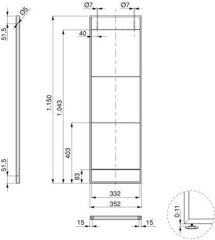 Emuca от Метал в Черен Цвят 35.2x115см
