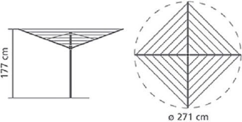 Brabantia Essential Folding Floor Clothes Drying Rack for Garden Made of Aluminum with 40m Hanging Length
