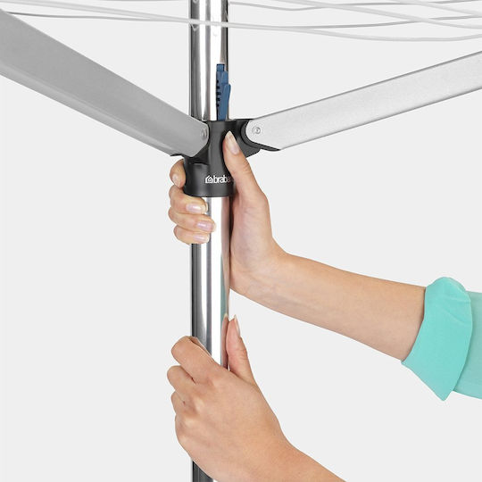 Brabantia Essential Folding Floor Clothes Drying Rack for Garden Made of Aluminum with 40m Hanging Length