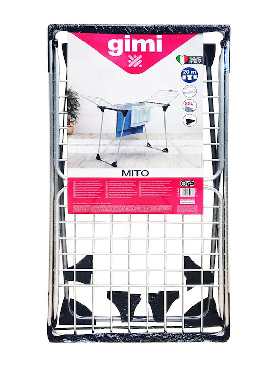 Gimi Mito Metallic Folding Floor Clothes Drying Rack with Hanging Length 20m