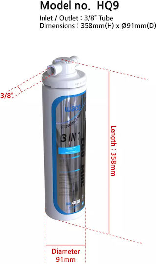 Waco Ersatz-Wasserfilter für unter der Arbeitsplatte aus Harz HQ9