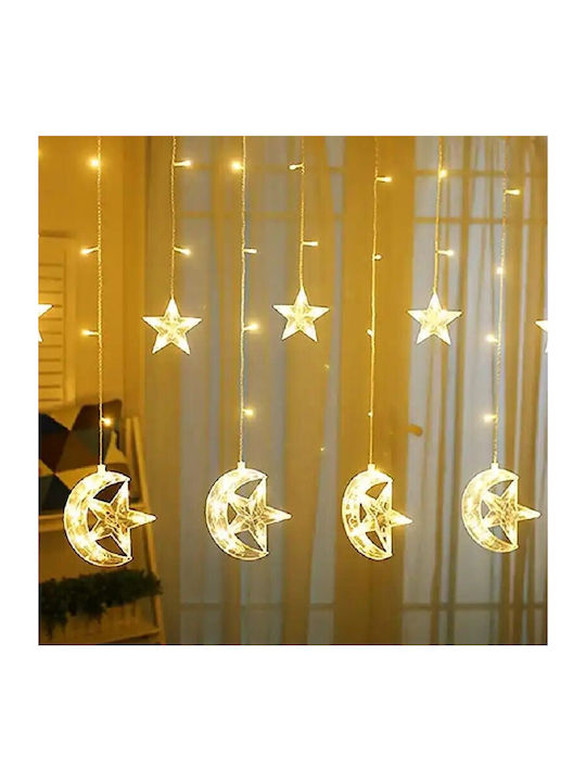 Φεγγάρια Αστέρια 8 Коледни светлини LED Warm White Electric тип Curtain с Програми