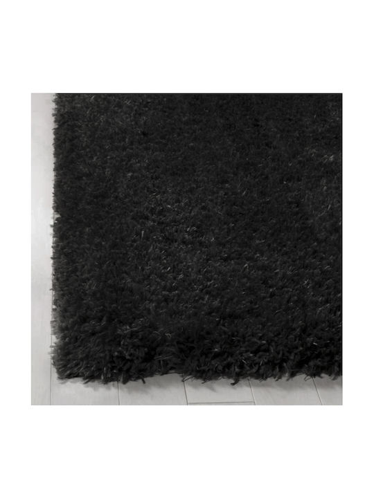 Rug Rectangular Shaggy Black