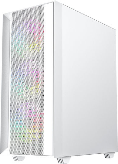 Gembird Fornax 4000 Gaming Midi-Turm Computergehäuse mit RGB-Beleuchtung Weiß