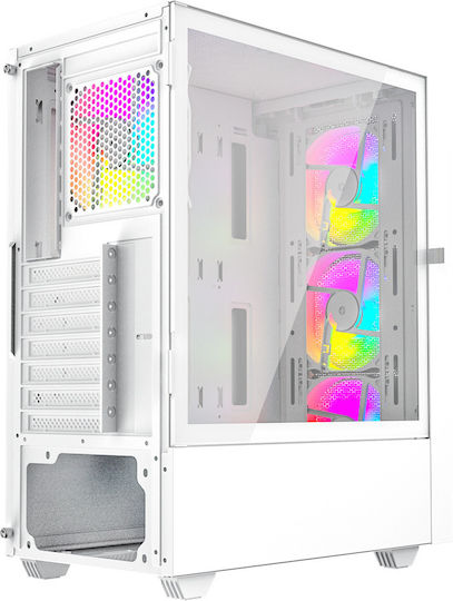 Gembird Fornax 4000 Gaming Midi-Turm Computergehäuse mit RGB-Beleuchtung Weiß