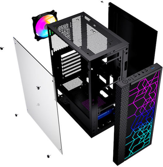 Gembird Fornax 2500 Gaming Midi Tower Κουτί Υπολογιστή με RGB Φωτισμό Μαύρο