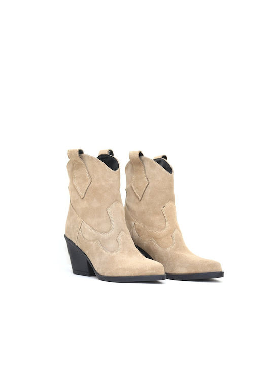 Anteos Leder Damen Knöchelstiefel Beige