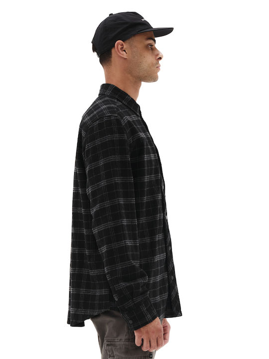 Μακρυμάνικo Κοτλέ Overshirt σε Κανονική Γραμμή Πουά Black Grey