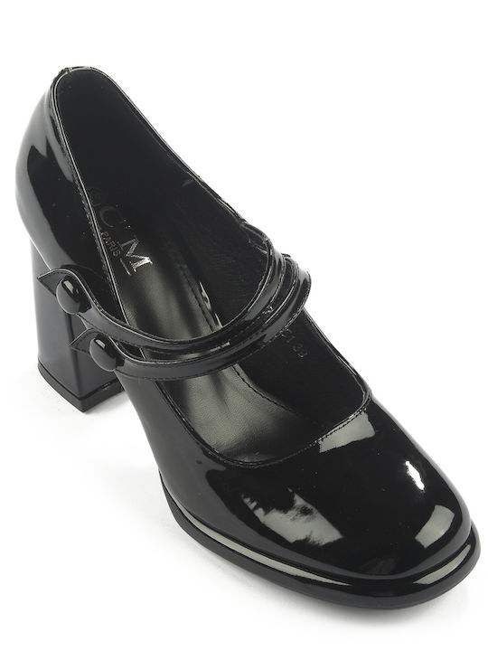 Fshoes Patent Leather Black Heels