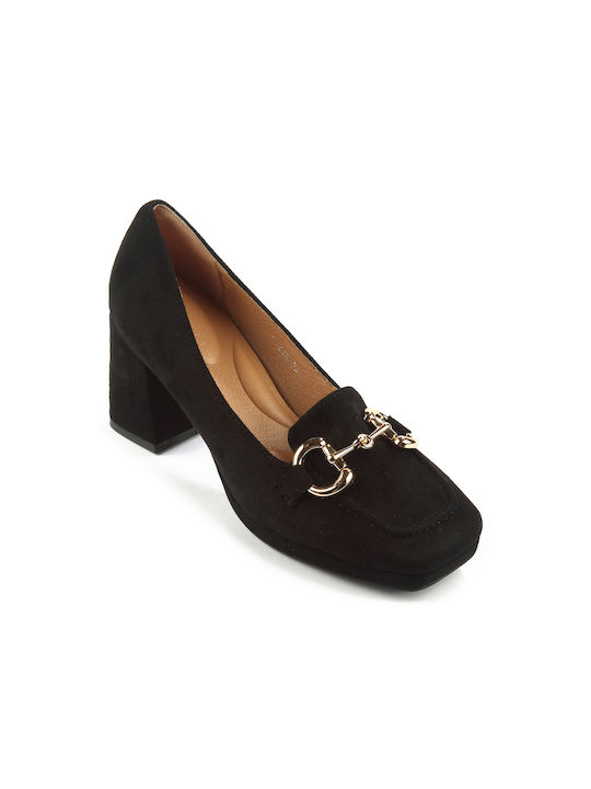 Fshoes Suede Pointed Toe Black Low Heels