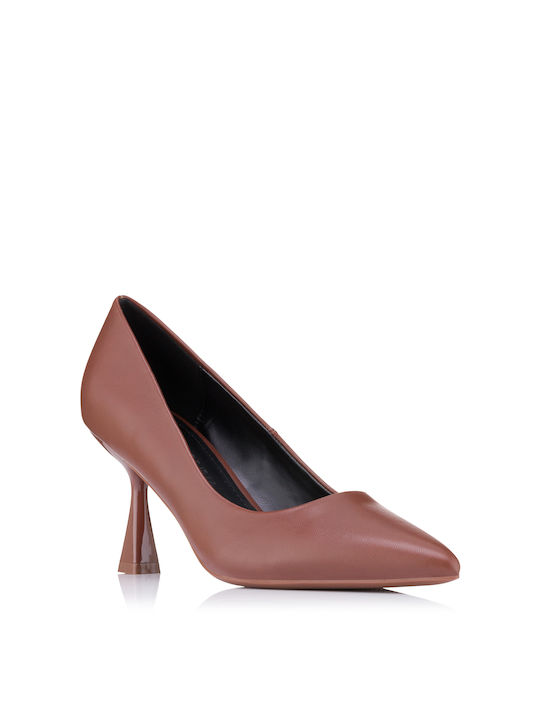 Primadonna Synthetic Leather Pointed Toe Brown Heels