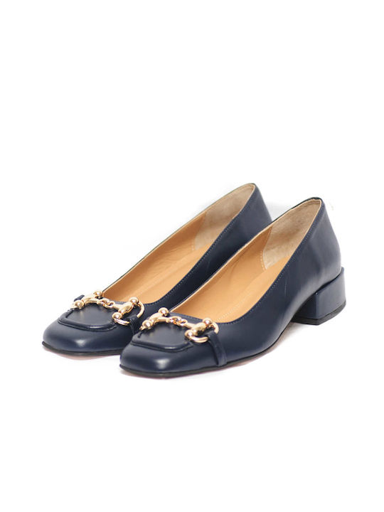 Gabriela Valeri Leather Navy Blue Heels