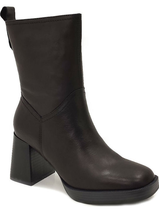 Leder Stiefeletten Damen Schwarz