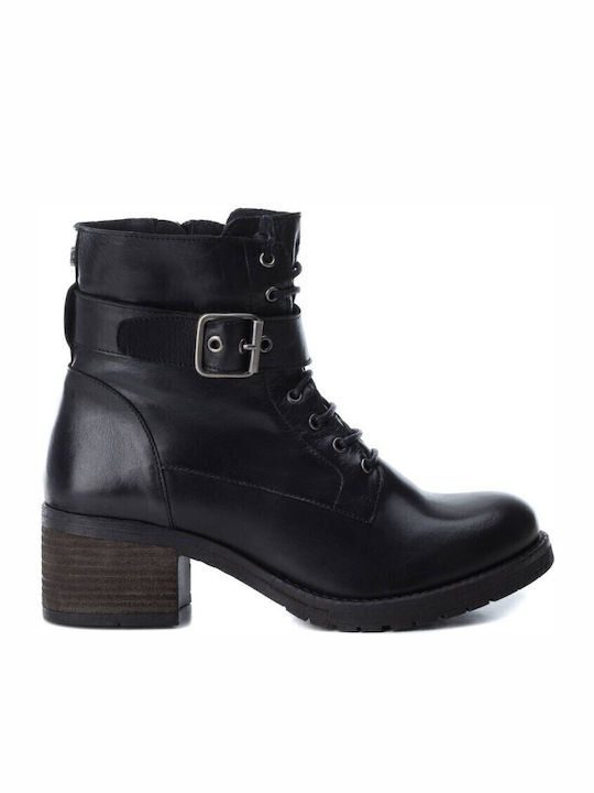 Leder Stiefeletten Damen Schwarz
