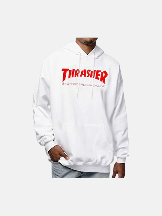 Thrasher Ανδρικό Φούτερ με Κουκούλα White