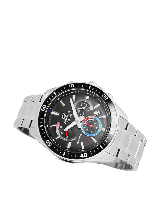 Casio Edifice Ανδρικό Ρολόι Χρονογράφος Μπαταρίας με Ασημί Μεταλλικό Μπρασελέ