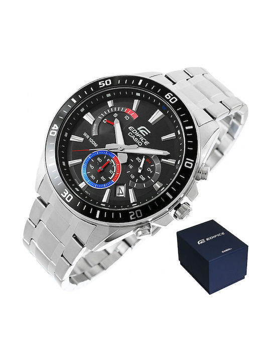 Casio Edifice Ανδρικό Ρολόι Χρονογράφος Μπαταρίας με Ασημί Μεταλλικό Μπρασελέ