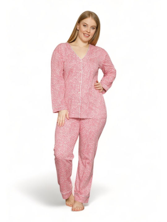 Siyah Inci Winter Women's Pyjama Set Cotton Rose Plus Size