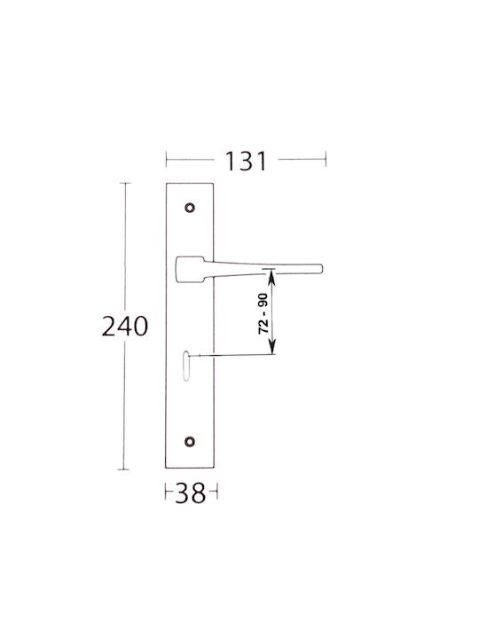 Convex Lever Middle Door with Plate 1495 ICH-13557-ΖΕΎΓΟΣ-ΓΙΑ-ΜΕΣΌΠΟΡΤΑ Pair Matt Chrome