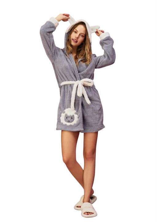 Elitol Winter Women's Cotton Robe Grey