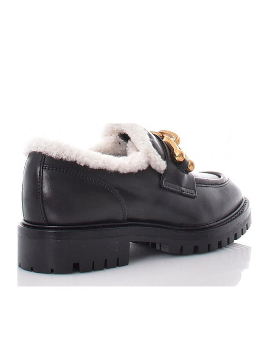 Leather Women's Moccasins in Black Color