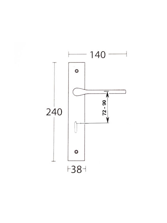 Convex Hebel Vordertür mit Platte Links 1515 ICH-13536-ΠΌΜΟΛΟ-ΕΞΏΠΟΡΤΑΣ-ΑΡΙΣΤΕΡΌ Gold plated