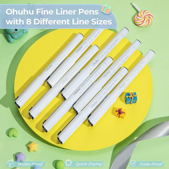 Ohuhu # Gift Box 72 Μαρκαδόρων Brush & Chisel Sketchbook & Fineliners