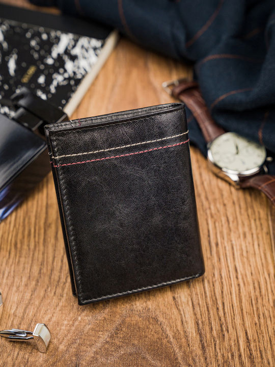 Leder Herren Geldbörse Karten Schwarz