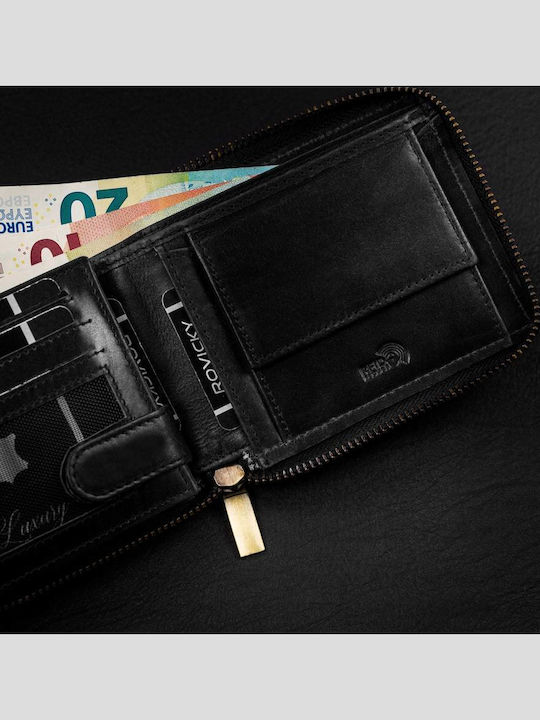 Δερμάτινο Ανδρικό Πορτοφόλι Κερμάτων με RFID Μαύρο