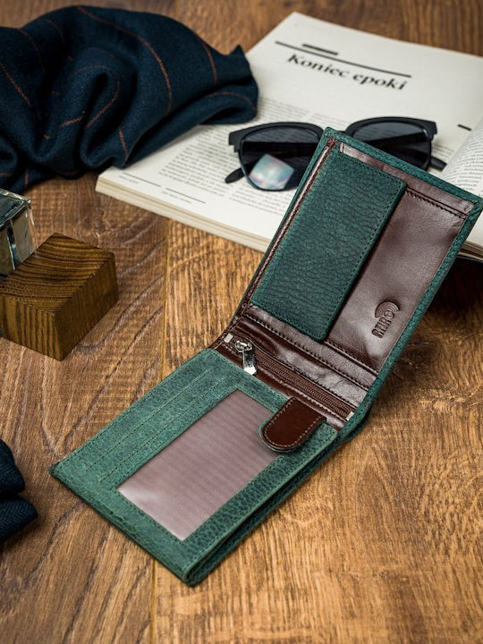 Leather Men's Wallet Cards with RFID Blue
