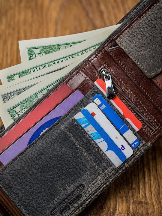 Leather Men's Wallet Cards with RFID Beige