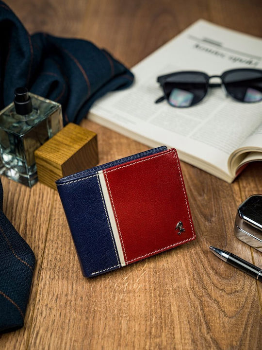 Leather Men's Wallet Cards with RFID Red