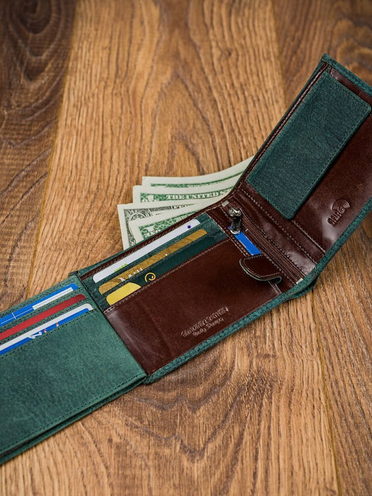 Leather Men's Wallet Cards with RFID Blue