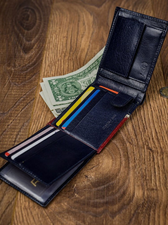 Leather Men's Wallet Cards with RFID Red