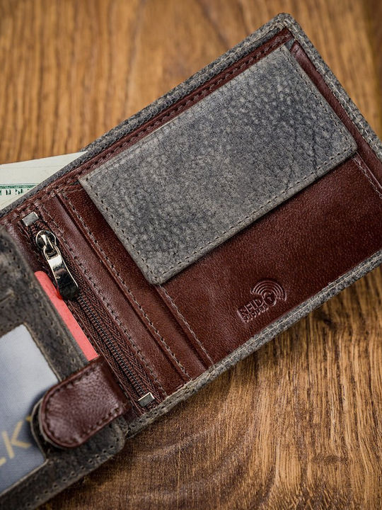 Leder Herren Geldbörse Karten mit RFID Gray