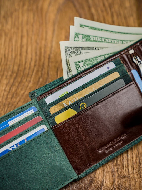 Leather Men's Wallet Cards with RFID Blue