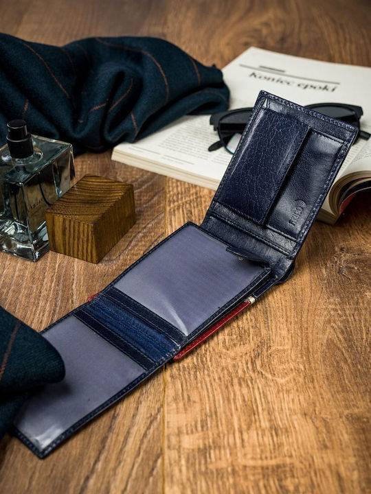 Leather Men's Wallet Cards with RFID Red