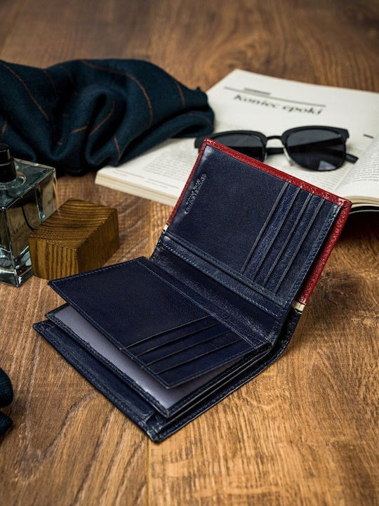 Дамско Мъжко Кожено Портмоне за Карти с RFID Червено