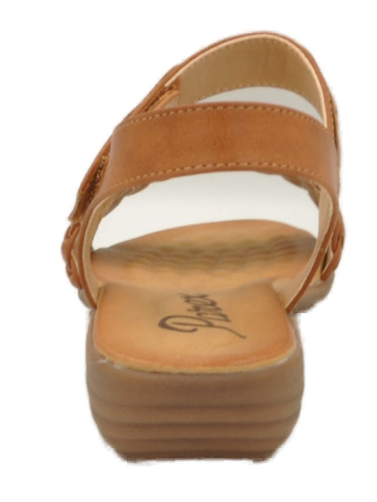 Parex cu platformă Synthetic Leather Women's Sandals Brown with Low Heel