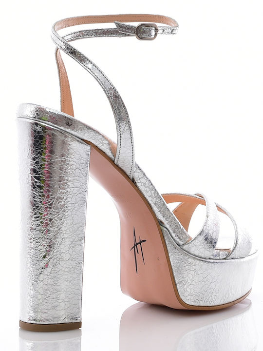 Aris Tsoubos Leather Women's Sandals Silver