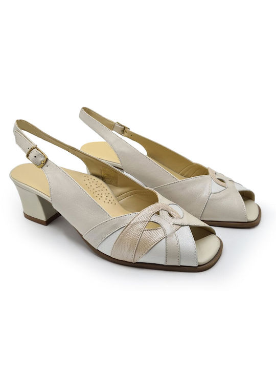 Piazza Leder Damen Sandalen Anatomisch in Beige Farbe