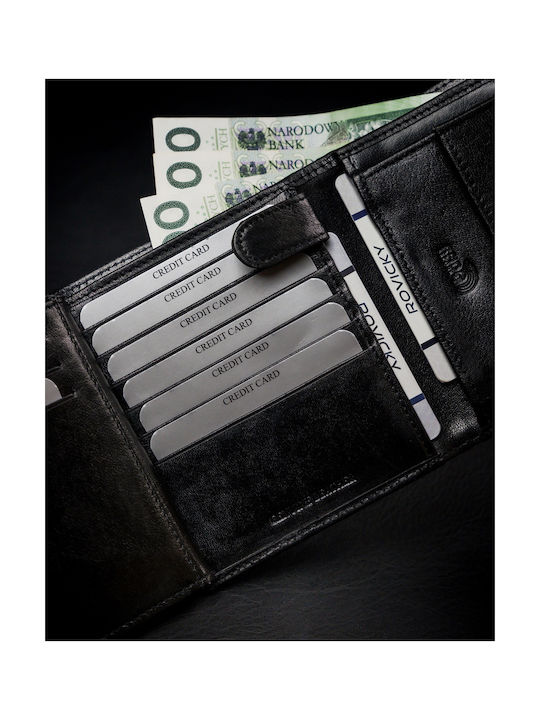 Men's Leather Card Wallet with RFID Black