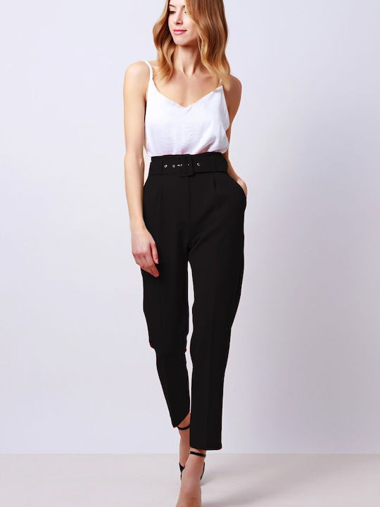 Fibes Femei Crepe Pantaloni Black