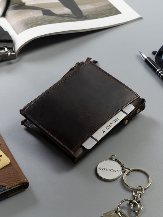 Кожен Мъжки Портфейл Монетник с RFID Кафяв