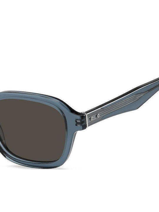 Tommy Hilfiger Unisex Sunglasses With Navy Blue Horn-Rimmed Frame And Grey Lens