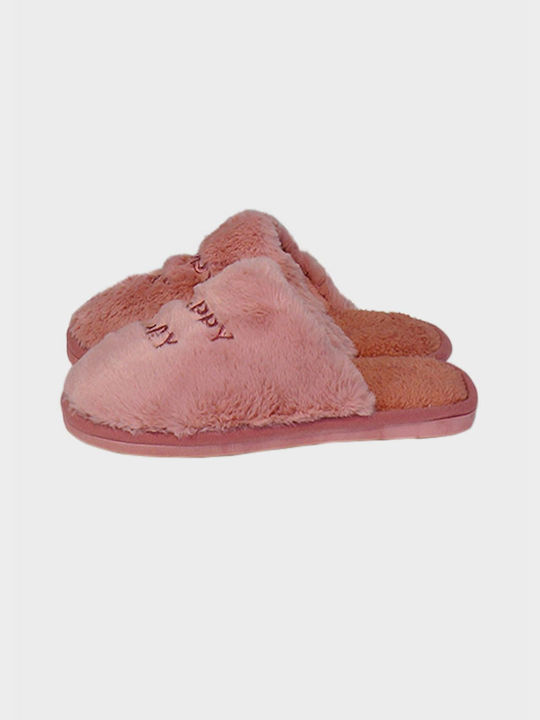 G Secret Winter Women's Slippers with fur in Pink color