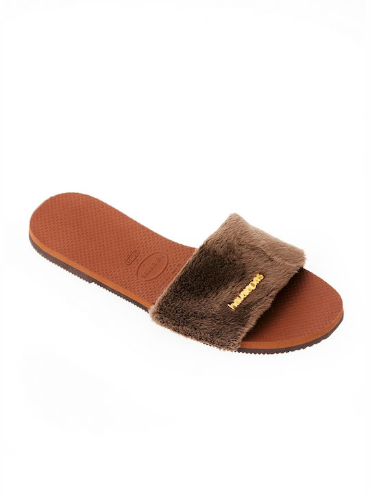 Зимни женски чехли в Brown цвят