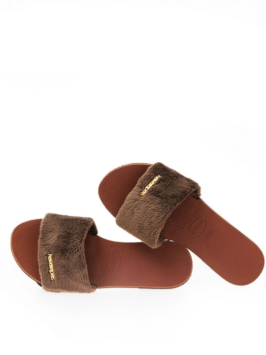 Зимни женски чехли в Brown цвят