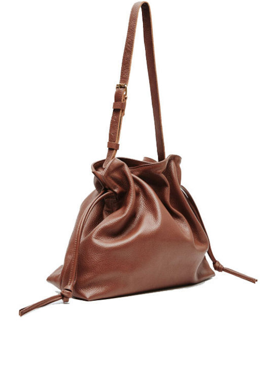 Leather Twist Women's Pouch Shoulder Brown