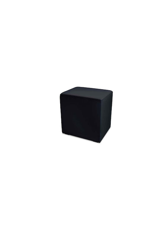 Stool For Living Room Upholstered with Leatherette Kubo Black 34x34x40cm